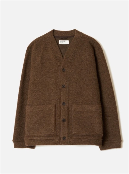 UNIVERSAL WORKS ADVANCE CARDIGAN WOOL FLEECE BROWN MARL
